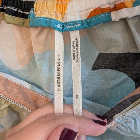 Anthropologie Y2K Style Flounce Cotton Skirt Size XS with Tie Waist - Picture 3 of 5